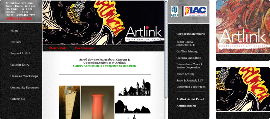 Artlink Gallery home page and details
