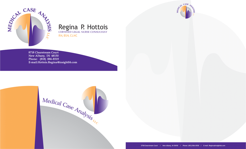 Medical Case Analysis logo, business card, and letterhead